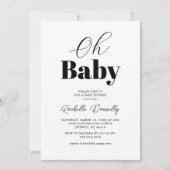 白黒コンテンポラリーベビーシャワー 招待状 (正面)