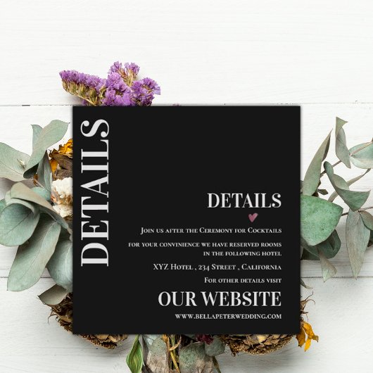 白黒コンテンポラリーモダン結婚詳細 エンクロージャーカード