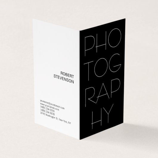 白黒コンテンポラリー写真モダン 名刺 (外部)