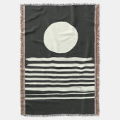 白黒コンテンポラリー抽象芸術アート スローブランケット (正面縦)