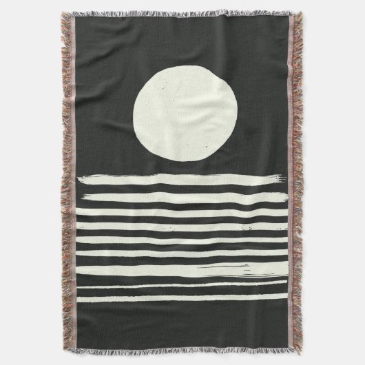 白黒コンテンポラリー抽象芸術アート スローブランケット (正面縦)