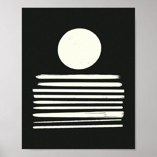 白黒コンテンポラリー抽象芸術アート ポスター (正面)