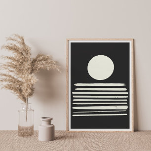 白黒コンテンポラリー抽象芸術アート ポスター