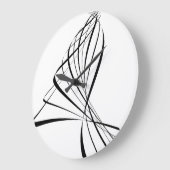 白黒コンテンポラリー抽象芸術ラインアート ラージ壁時計 (傾斜)
