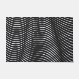 白黒コンテンポラリー抽象芸術 ドアマット