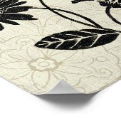 白黒コンテンポラリー花模様 ポスター (角)