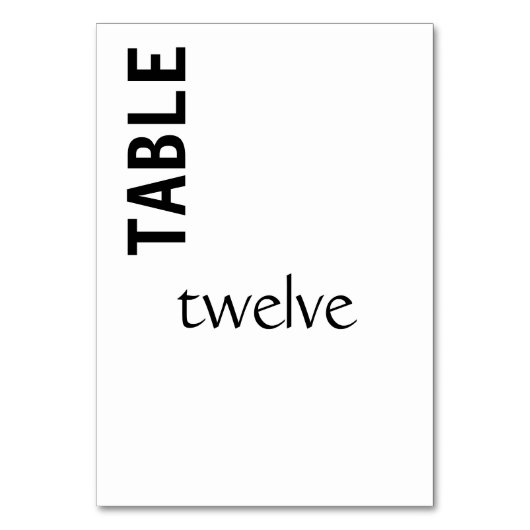 白黒コンテンポラリー テーブルナンバー (正面)