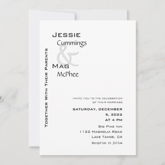 白黒コンテンポラリー 招待状 (正面)