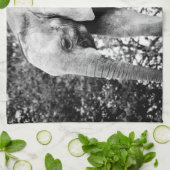 白黒コントラストの象の写真 キッチンタオル (折り畳み)