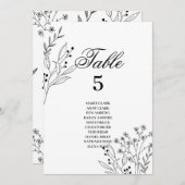 白黒コーナーフローラBoho座席表 招待状 (正面/裏面)