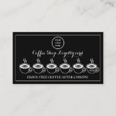 白黒コーヒーショップロゴビジネス報酬パンチ ロイヤリティカード (正面)