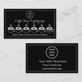 白黒コーヒーショップロゴビジネス報酬パンチ ロイヤリティカード