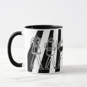 白黒コーヒーメーカーストライプのコーヒー マグカップ (左)