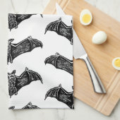 白黒ゴシックこうもり模様 キッチンタオル (四つ折り)
