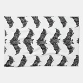 白黒ゴシックこうもり模様 キッチンタオル (横)