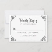 白黒ゴシッククラシック体 出欠カード (正面)