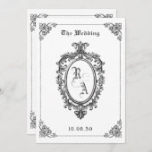 白黒ゴシッククラシック結婚式招待状 招待状 (正面/裏面)