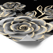 白黒ゴシックバラのフローラ結婚のサイン ポスター (角)