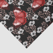 白黒ゴシックフローラと赤色蝶 薄葉紙 (詳細)