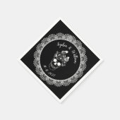 白黒ゴシックフローラスカルハロウィン結婚ズ スタンダードカクテルナプキン (角)
