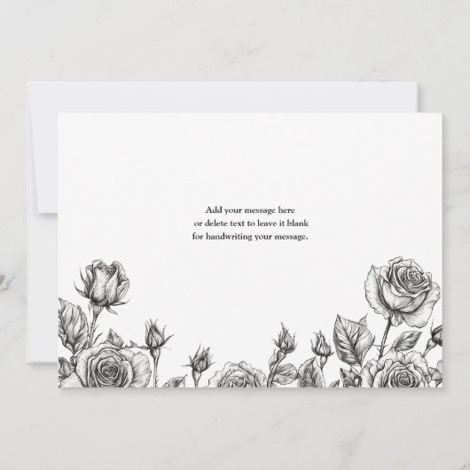 白黒ゴシックフローラスカル結婚 サンキューカード (裏面)