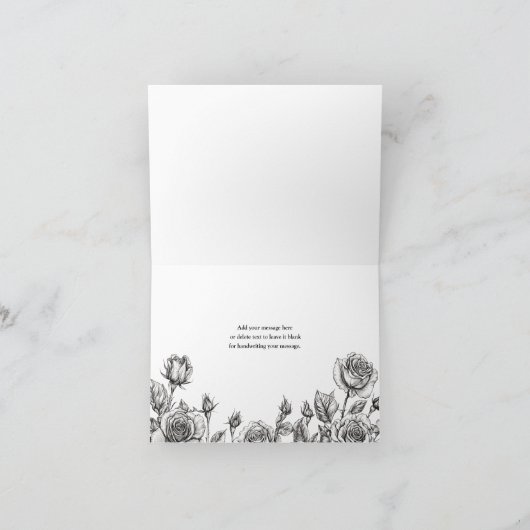 白黒ゴシックフローラスカル結婚 サンキューカード (内部)