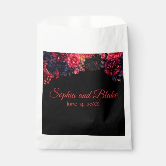 白黒ゴシックフローラ結婚式の引き出物バッグ フェイバーバッグ (正面)