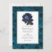 白黒ゴシックフローラQRコードRSVP 結婚's 招待状 (正面)