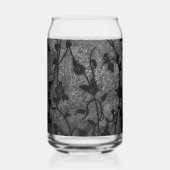 白黒ゴシック様式のアンティークフローラ ガラス缶 (正面)