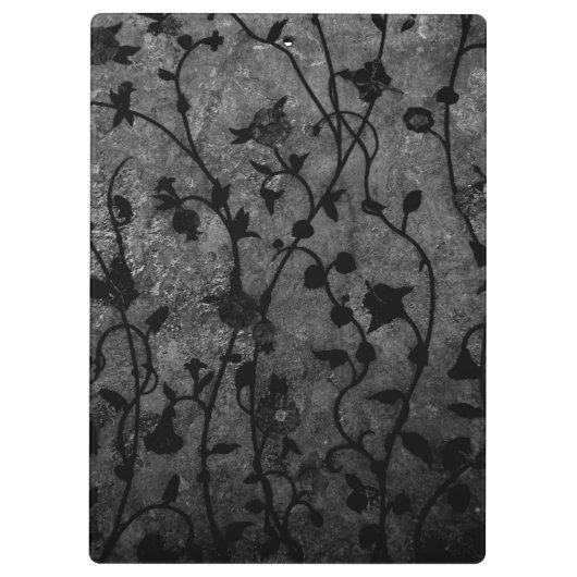 白黒ゴシック様式のアンティークフローラ クリップボード (裏面)