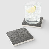 白黒ゴシック様式のアンティークフローラ ストーンコースター (横)