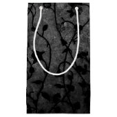 白黒ゴシック様式のアンティークフローラ スモールペーパーバッグ (正面)