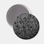 白黒ゴシック様式のアンティークフローラ マグネット (正面/裏面)