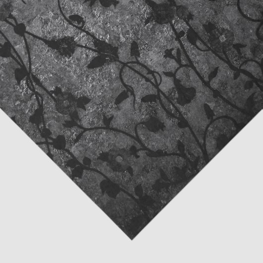 白黒ゴシック様式のアンティークフローラ 薄葉紙 (詳細)