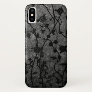 白黒ゴシック様式のアンティークフローラ iPhone X ケース