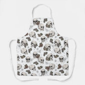 白黒ゴシック様式のスカルとバラフローラ エプロン (正面)