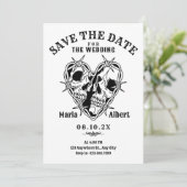 白黒ゴシック様式のスカル結婚カップル セーブザデート (スタンド正面)