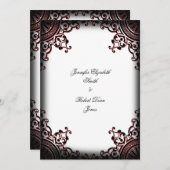 白黒ゴシック様式のスクロール結婚式招待状 招待状 (正面/裏面)