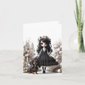 白黒ゴシック様式のダックスシャントサンキューカード カード (正面)