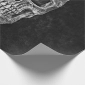 白黒ゴシック様式グランジなスカル ラッピングペーパー (角)