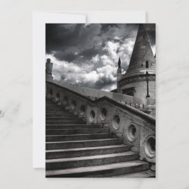 白黒ゴシック様式城のハローウィンパーティ 招待状