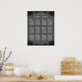 白黒ゴシック結婚の12テーブル座席表 ポスター (キッチン)