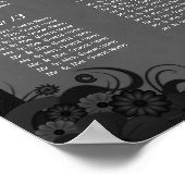 白黒ゴシック結婚の15テーブル座席表 ポスター (角)