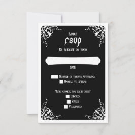 白黒ゴシック結婚体 出欠カード