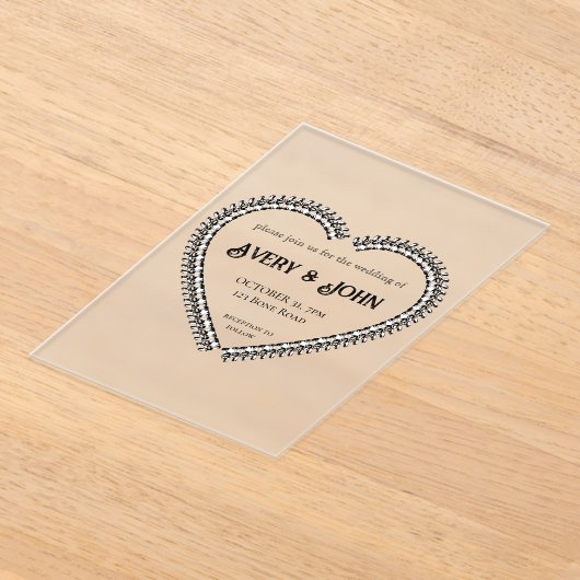 白黒ゴシッミニマルク結婚ズ アクリル招待状 (レイダウン)