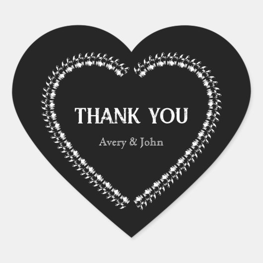 白黒ゴシッミニマルク結婚ズ ハートシール (正面)