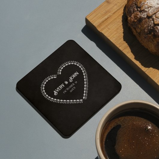 白黒ゴシッミニマルク結婚ズ ペーパーコースター