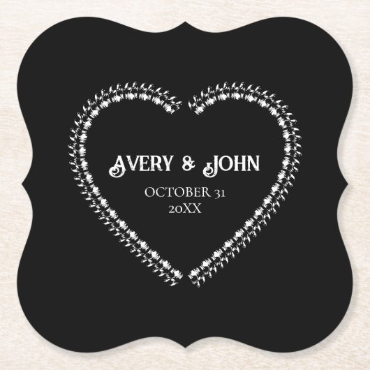 白黒ゴシッミニマルク結婚ズ ペーパーコースター (正面)