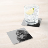 白黒ゴリラ スクエアペーパーコースター (インサイチュ)