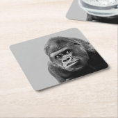 白黒ゴリラ スクエアペーパーコースター (アングル)